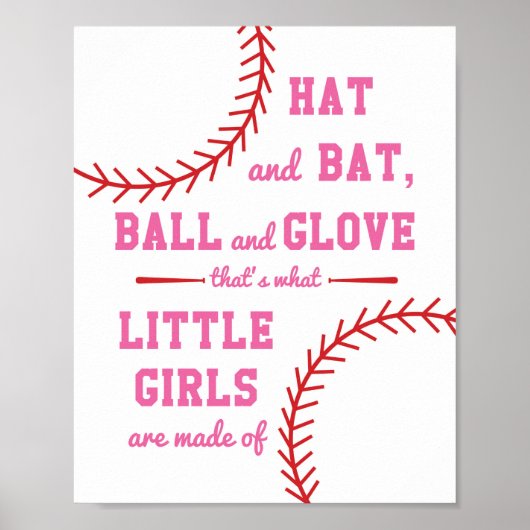 Poster Thème de baseball De quoi sont faites les petites (Devant)
