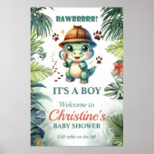 Poster Thème de bébé dinosaure mignon pour la fête prénat (Devant)
