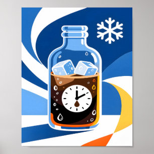 Poster Thème de café Cold Brew moderne bleu