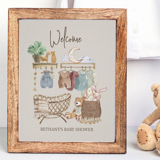 Poster Thème de chambre de bébé bohème pour Baby Shower