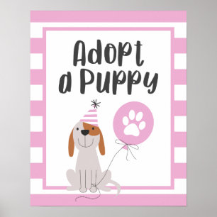 Poster Thème de chien fête d'anniversaire Adopter Un Si