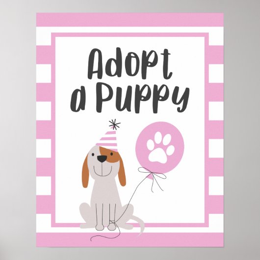 Poster Thème de chien fête d'anniversaire | Adopter Un Si (Devant)