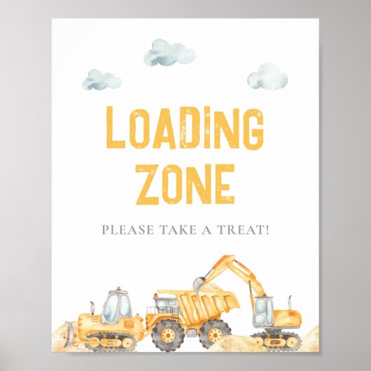 Poster Thème de construction Anniversaire Faveurs Signe (Devant)