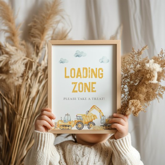 Poster Thème de construction Anniversaire Faveurs Signe