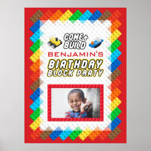 Thème de construction du bloc de jouet fête d'anni