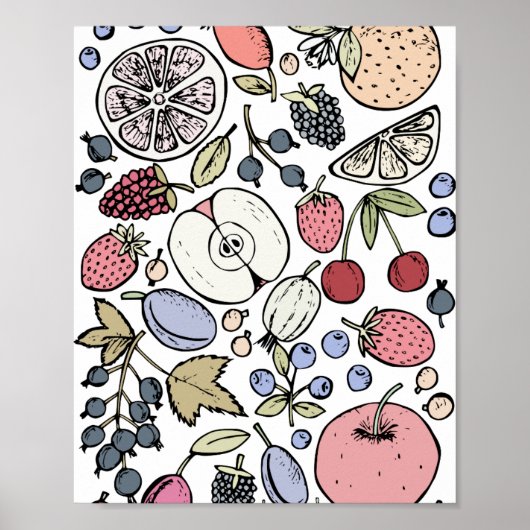 Poster Thème de fruits vintage, vintage (Devant)