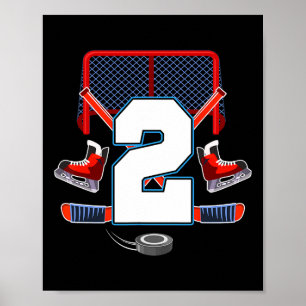 Poster Thème de hockey sur glace pour garçon de 2 ans pou
