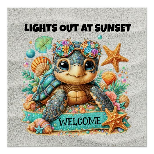 Poster Thème de la tortue marine (Devant)