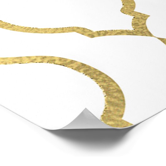 Poster Thème de mariage arabe marocain or et blanc (Coin)