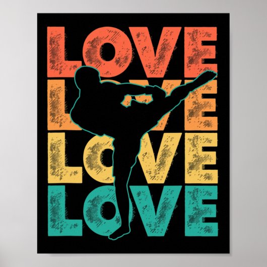 Poster Thème de mot d'amour rétro Muay Thai conception gr (Devant)
