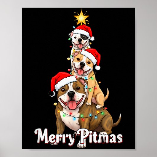 Poster Thème de Noël Pitbull Joyeux Pitmas pour D (Devant)