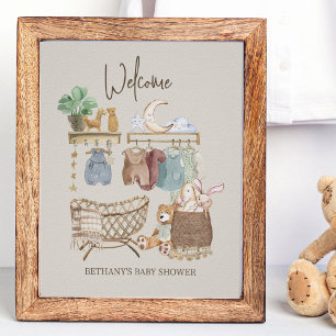 Poster Thème de nurserie bohème pour la bienvenue à la ba