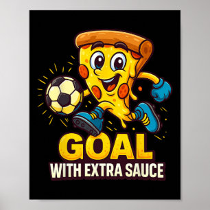 Poster Thème de pizza pour garçons drôle de but de footba