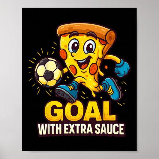 Poster Thème de pizza pour garçons drôle de but de footba (Devant)