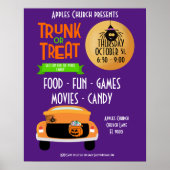 Poster thème de soirée Halloween coffre ou traiter (Devant)