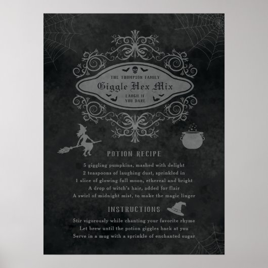 Poster Thème de sorcière drôle Recette de potion Hallowee (Devant)