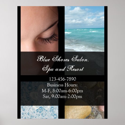 Poster Thème de station de spa de luxe bleu et noir (Devant)