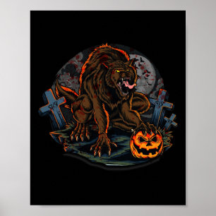 Poster Thème d'Halloween de loup-garou cool
