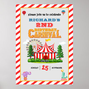 Poster Thème du cirque de la fête d'anniversaire des enfa