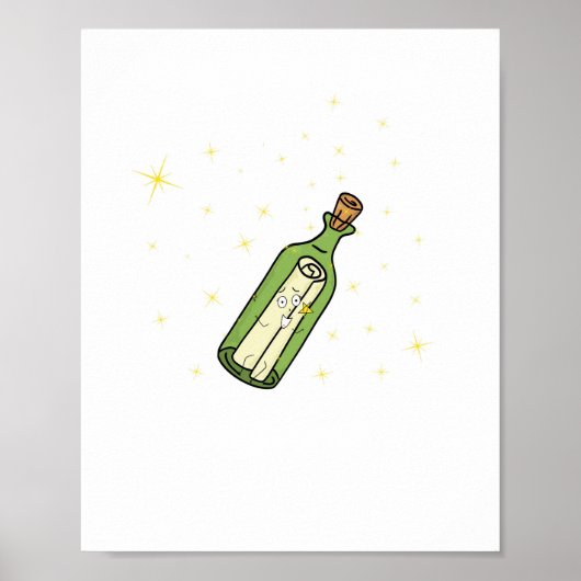 Poster Thème du message dans une bouteille (Devant)