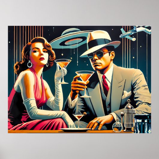 Poster Thème Gangster Martini Party de l'ère spatiale Las (Devant)
