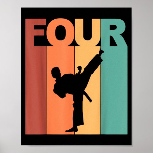 Poster Thème Karaté Taekwondo 4e anniversaire 4 ans (Devant)