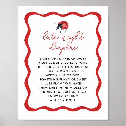 Poster Thème Ladybug Late Night Diaper Jeu Signe (Devant)