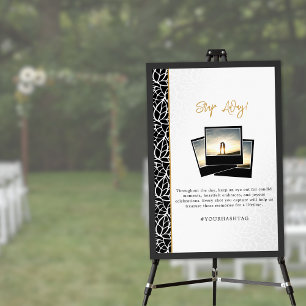 Poster Thème Mariage feuille S'effondrer #YOURHASHTAG