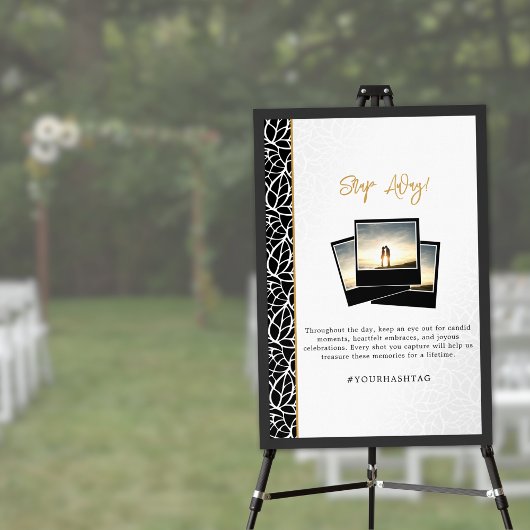 Poster Thème Mariage feuille S'effondrer #YOURHASHTAG