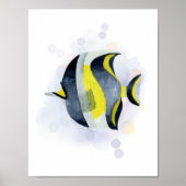 Poster Thème Océan Poisson Tropical Bleu Jaune (Devant)