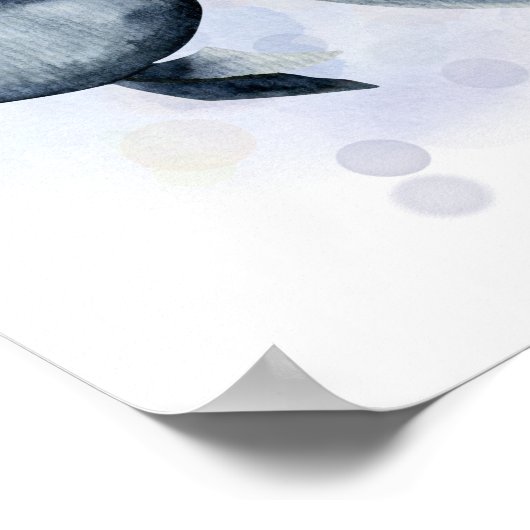 Poster Thème Océan Poisson Tropical Bleu Style Aquarelle (Coin)