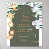 Poster Thème Safari Ne pas dire Baby shower Jeu Signe (Devant)