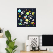 Poster Thème spatial cool - Astronauts & Rocket Ships (Bureau à domicile)