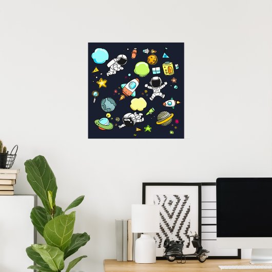 Poster Thème spatial cool - Astronauts & Rocket Ships (Bureau à domicile)