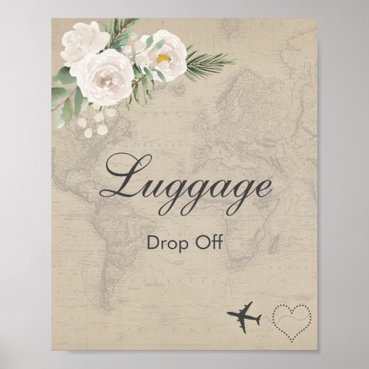 Poster Thème voyage douche de mariage Bagages déposer (Devant)