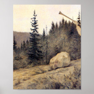 Poster Theodor Kittelsen - Op Under Fjeldet Toner En Lur