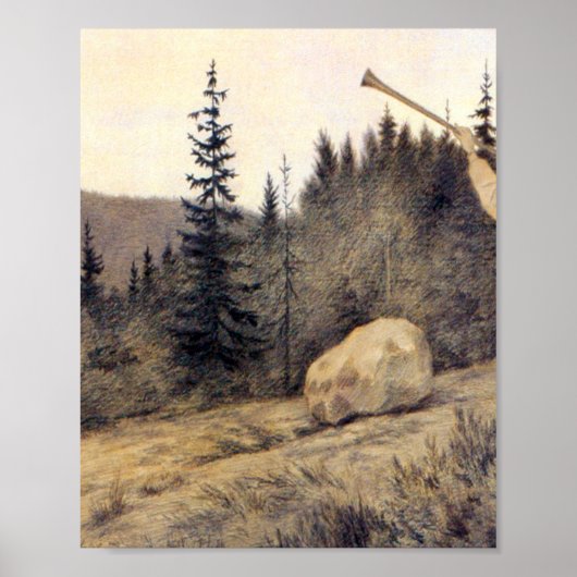 Poster Theodor Kittelsen - Op Under Fjeldet Toner En Lur (Devant)