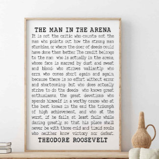 Poster Theodore Roosevelt Cite L'Homme Dans L'Arène