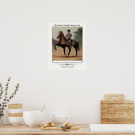 Poster Theodore (Teddy) Roosevelt à cheval (Cuisine)