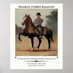 Poster Theodore (Teddy) Roosevelt à cheval