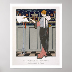 Poster Theorbo Player, design pour un manteau de soirée