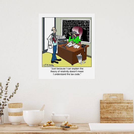Poster Théorie de la relativité et du code fiscal (Cuisine)