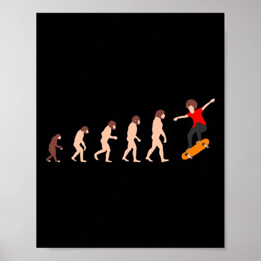 Poster Théorie de l'évolution skateboard drôle (Devant)