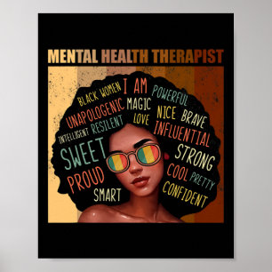 Poster Thérapeute en santé mentale Afro Femmes Noir Histo