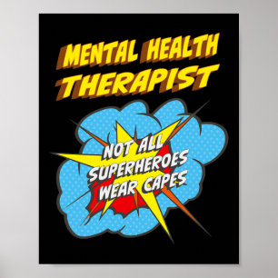 Poster Thérapeute en santé mentale Fun Superhero emploi