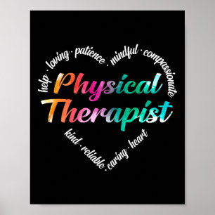 Poster Thérapeute physique Mot de coeur Nuage d'eau