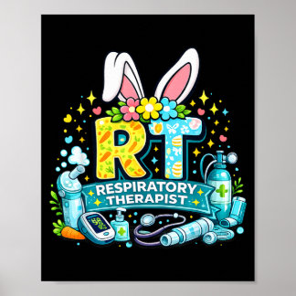 Poster Thérapeute respiratoire lapin de Pâques drôle humo