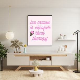 Poster Thérapie à la crème glacée - Citation amusante été