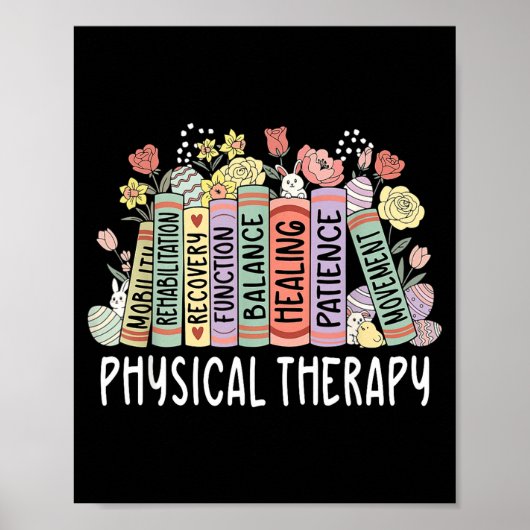 Poster Thérapie physique floral livre Pâques pt kinésithé (Devant)