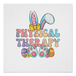 Poster Thérapie Physique Lapin de Pâques Œufs PT Thérapeu